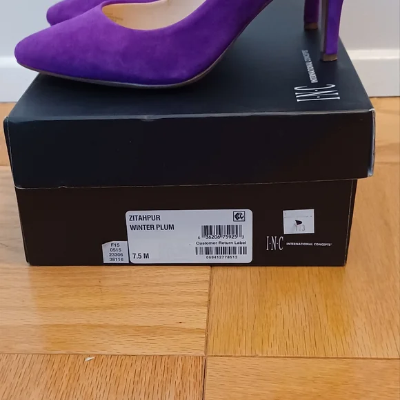 INC International Concepts Purple Suede Heels Size7.5 - Picture 6 of 7